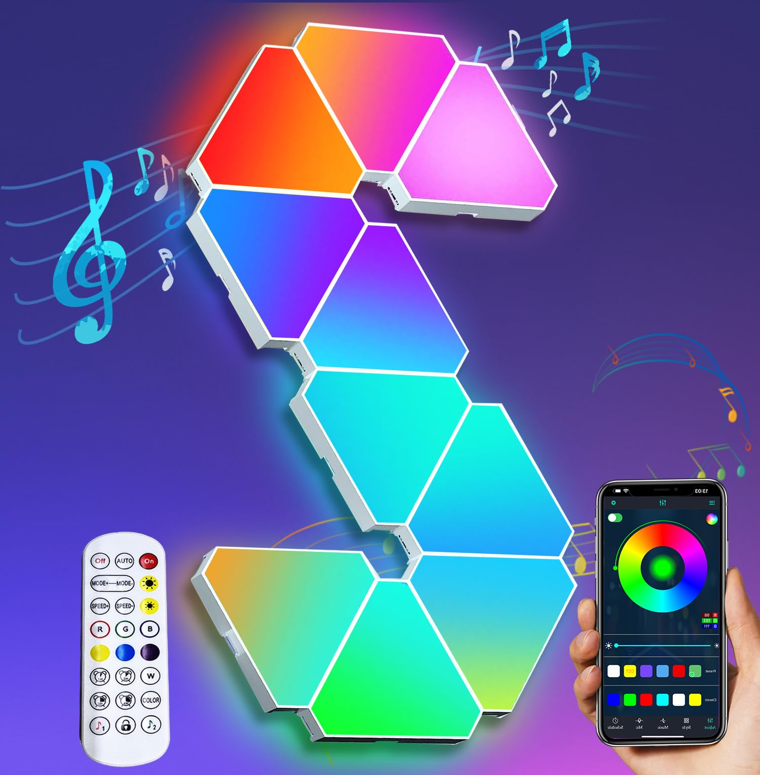 Paneles Triangulares RGB Decoracion de Setup Gamer