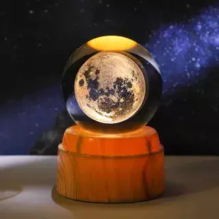 Lampara Esfera Giratoria Diseno De Luna 8cm