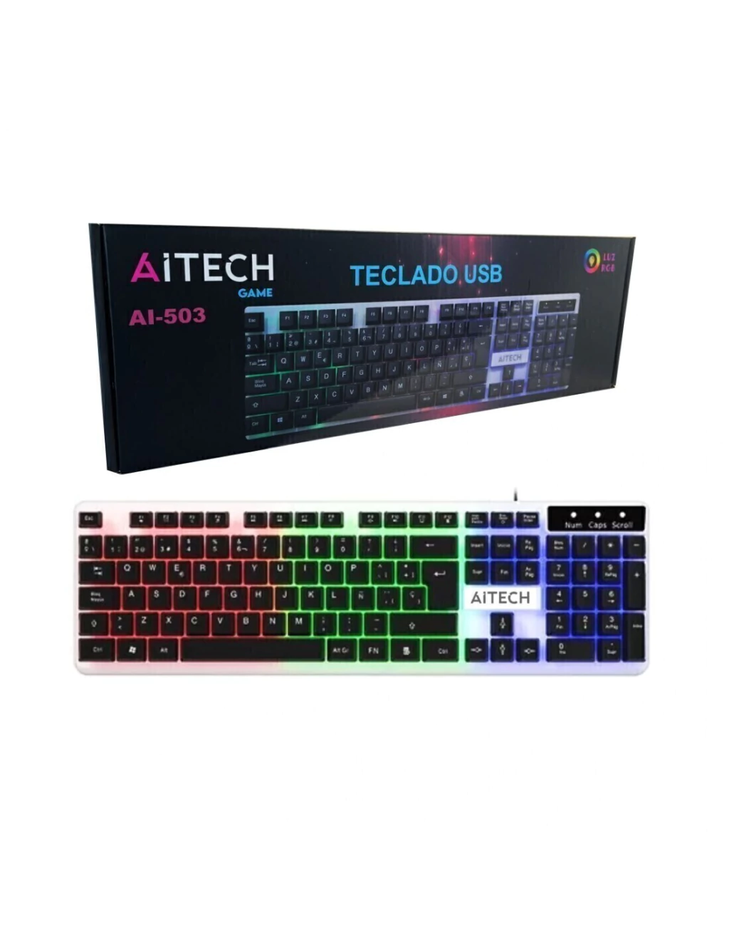 Teclado Gamer Rgb De Membrana Aitech Blanco